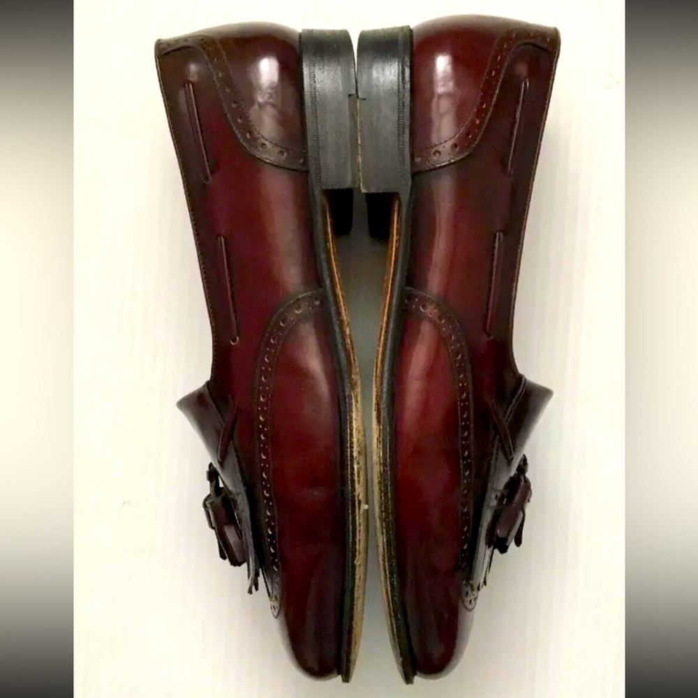 Salvatore Ferragamo Loafers Burgundy Tassel Slip On Shoes SZ 8.5 Made In Italy - Picture 5 of 12